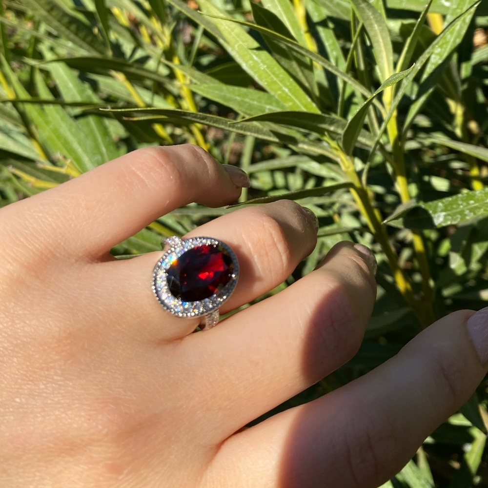 NEW Oval Cut 2.95ct Garnet 925 Silver Ring - Picture 4 of 8